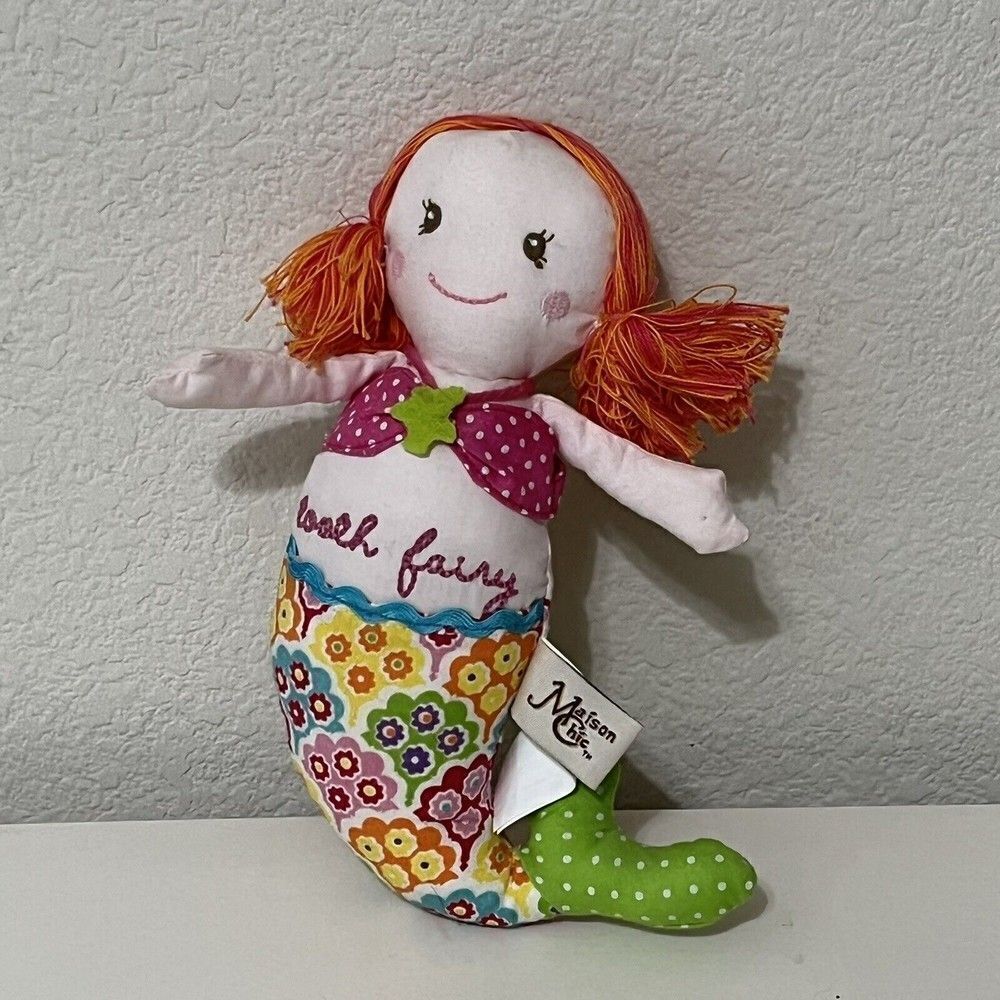 Maison Chic Mermaid Tooth Fairy Pillow Plush Doll Tooth Holder Pocket